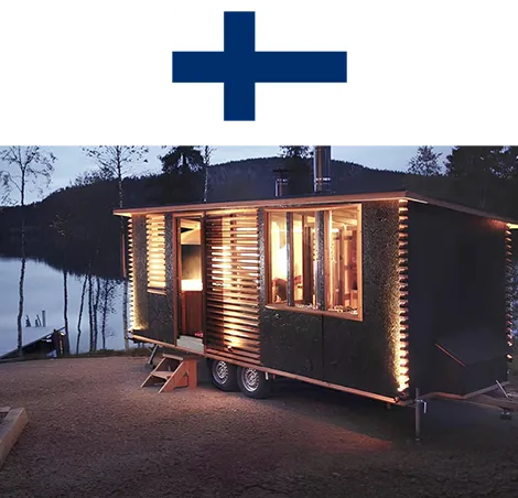 Exterior of a Cabin Caravan with Sauna