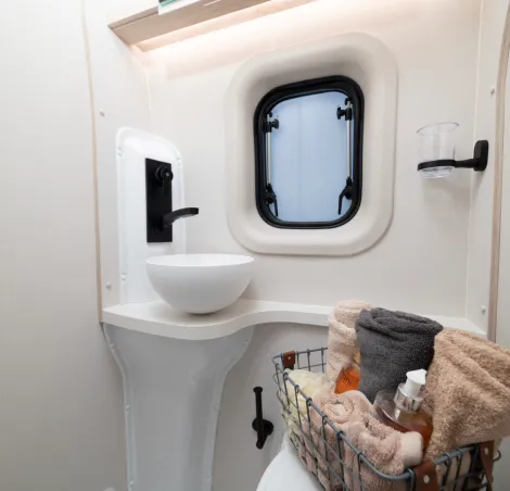 The washroom inside the Xplore CV X8 pop-top