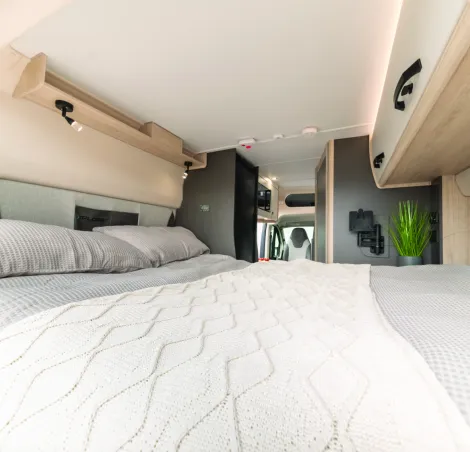 The bed inside the Xplore CV X5