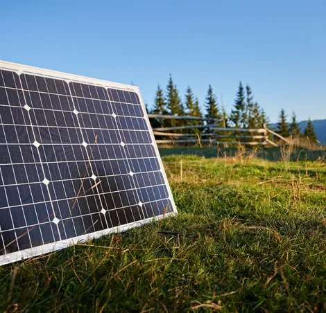 Solar panel in a campsite