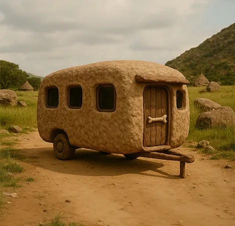 The stone age caravan is flintstones inspired 
