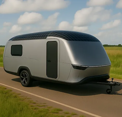 The solar-caravan is inspired by future solar designs