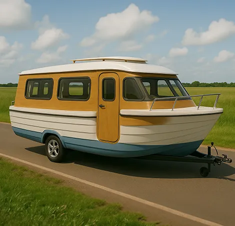 A caravan built for the water and land