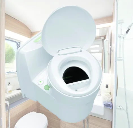Thetford Separation toilet with rear hatch open
