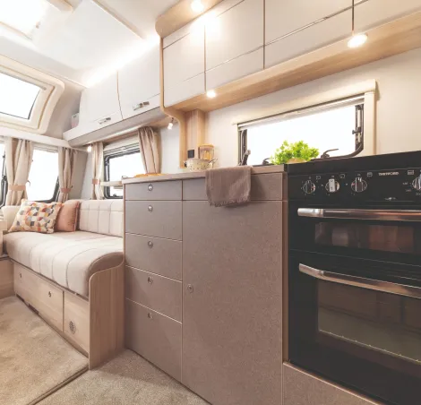 The kitchen inside the Elddis Whirlwind 868