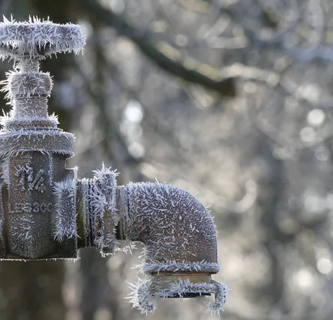 A frozen water tap