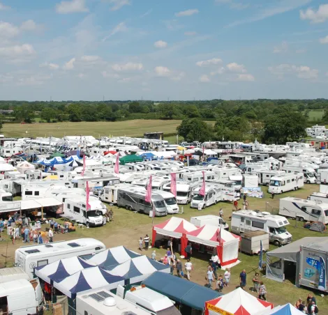 drone image of a motorhome show