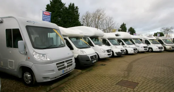 Motorhomes on a forecourt