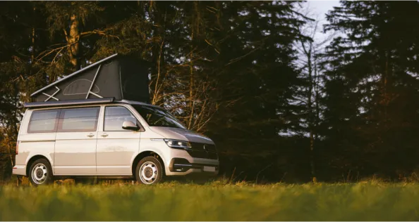 A campervan in the woods