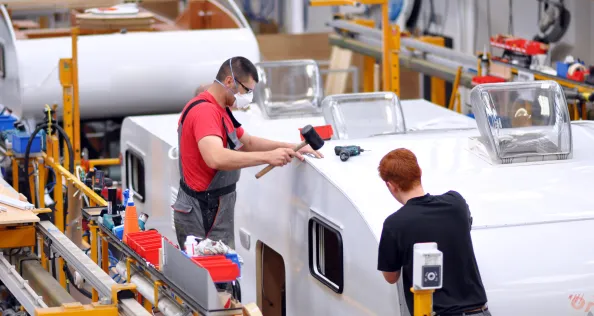 manufacture of caravan in a factory