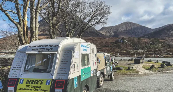 Landrover towing a vintage caravan