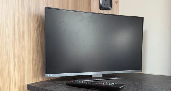 A TV inside a caravan